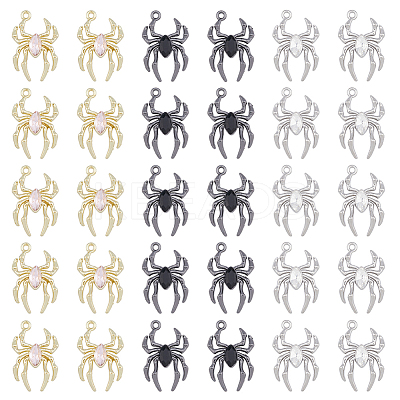 30Pcs 3 Colors Glass Spider Pendant FIND-DC0004-13-1