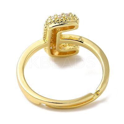 Rack Plating Letter Brass Micro Pave Clear Cubic Zirconia Adjustable Rings for Women KK-S391-03G-J-1
