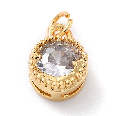 Real 18K Gold Plated Brass Inlaid Cubic Zirconia Charms ZIRC-L100-081G-05-1