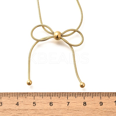 304 Stainless Steel Bowknot Pendant Snake Chain Necklaces for Women NJEW-R014-01G-1