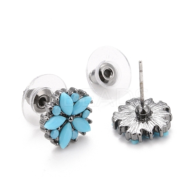 Bohemian Synthetic Turquoise Flower Stud Earrings LS-EJEW-H085-04B-1
