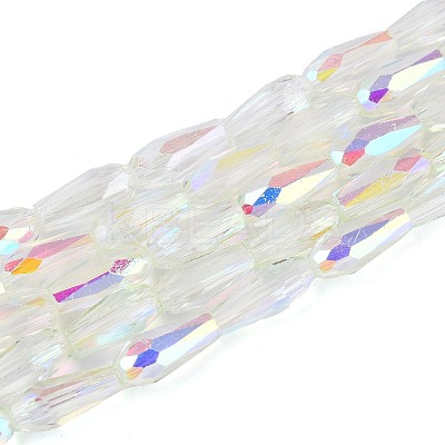 AB Color Plated Transparent Glass Teardrop Beads Strands LS-EGLA-T029-08B-1