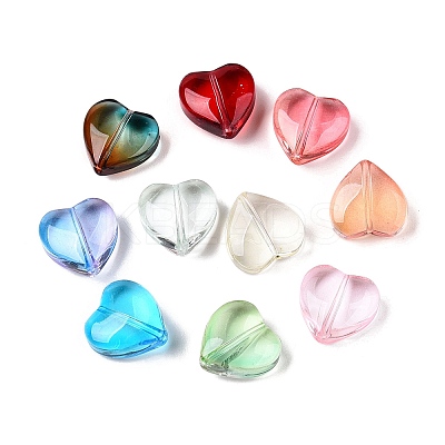 Gradient Color Baking Paint Transparent Glass Beads X-DGLA-N005-08-1