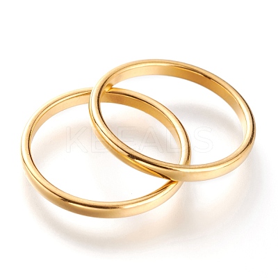 Ion Plating(IP) 304 Stainless Steel Plain Band Rings RJEW-B0006-7-01G-1