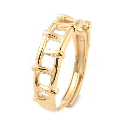 304 Stainless Steel Hollow Rectangle Adjustable Rings RJEW-D002-24G-1
