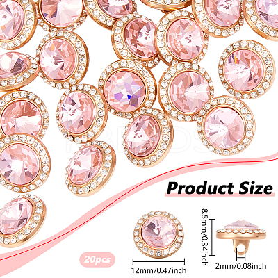 20Pcs 1-Hole Flat Round Zinc Alloy Rhinestones Buttons ALRI-NB0001-20D-1