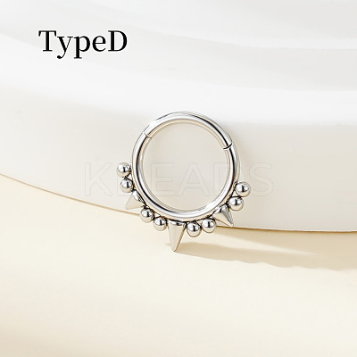 316 Surgical Stainless Steel Spike Hoop Nose Rings WG34C30-01-1
