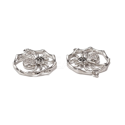 Halloween Brass Pave Clear & Black Cubic Zirconia Connector Charms KK-E068-VB060-1