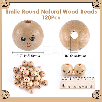 120Pcs Unfinished Natural Wood Beads WOOD-GF0002-21A-1