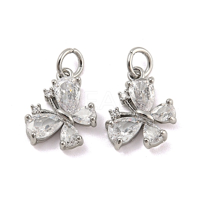 Brass Micro Pave Clear Cubic Zirconia Pendants KK-G490-25P-1