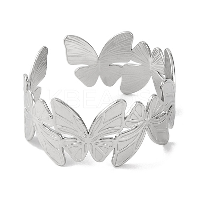 Butterfly 304 Stainless Steel Bangles for Women BJEW-B104-05P-1