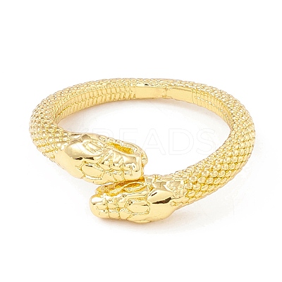 Rack Plating Brass Double Snake Open Cuff Ring for Women RJEW-I083-19G-1