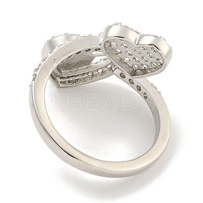 Heart & Virgin Mary Rack Plating Brass Micro Pave Cubic Zirconia Cuff Rings for Women RJEW-F162-11P-1