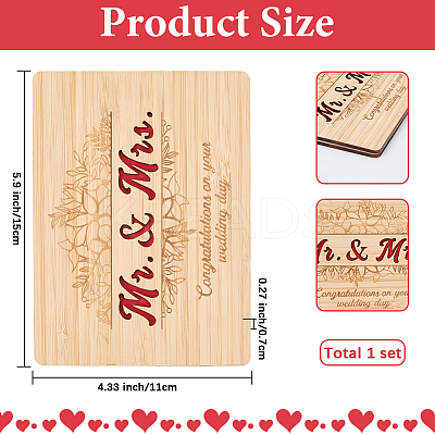 Wedding Bamboo Greeting Card AJEW-WH20060-11C-1