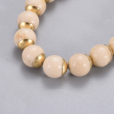 Natural Fossil Beads Stretch Bracelets BJEW-JB04178-1