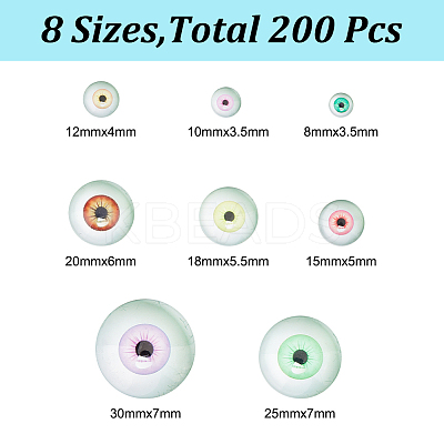 200Pcs 8 Styles Glass Craft Eyes Cabochons DIY-GO0001-86-1