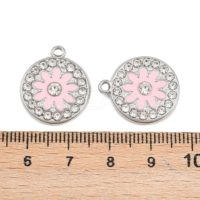 304 Stainless Steel with Enamel and Rhinestone Pendants STAS-Z166-12P-1