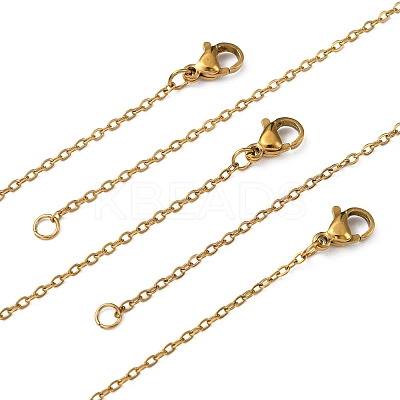 Ion Plating(IP) 5Pcs 304 Stainless Steel Cable Chain Necklaces Set for Men Women MAK-YW0002-02P-1