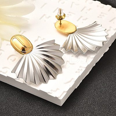 304 Stainless Steel Two Tone Stud Earrings EJEW-F355-04GP-05-1