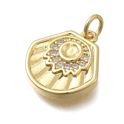 Brass Micro Pave Cubic Zirconia Pendants KK-D431-021A-01G-1