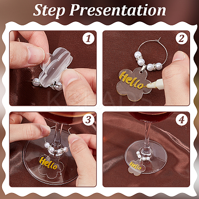 24Pcs Flower Acrylic Wine Glass Charms HJEW-BC00037-1
