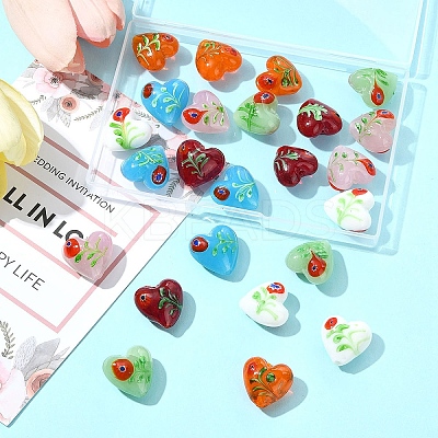 24Pcs 6 Colors Handmade Bumpy Millefiori Glass Beads LAMP-FS0001-39-1