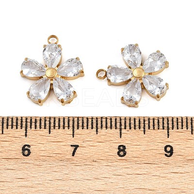 304 Stainless Steel Micro Pave Cubic Zirconia Pendants STAS-I352-07G-A01-1
