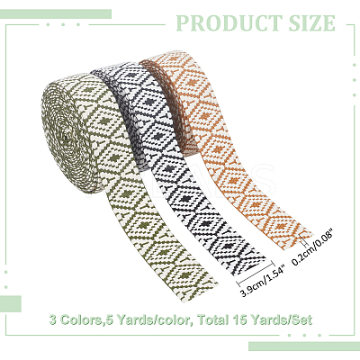 15 Yards 3 Colors Ethnic Style Cotton Ribbon OCOR-WR0001-21-1