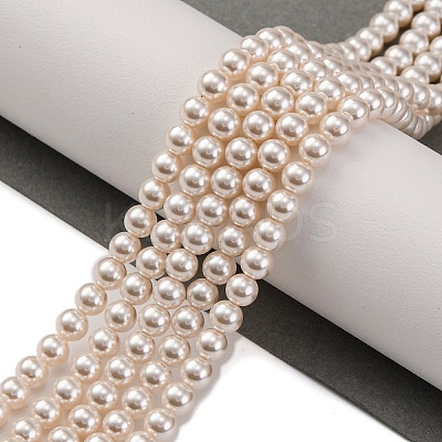 Baking Paint Pearlized Glass Pearl Round Bead Strands PEAR-H019-02A-02-1