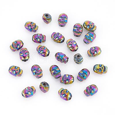 30Pcs Rack Plating Rainbow Color Alloy Beads PALLOY-NB0003-88-1