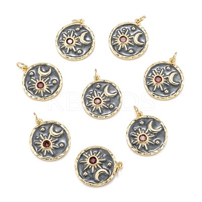 Brass Micro Pave Cubic Zirconia Pendants ZIRC-A020-06G-1