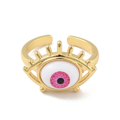 Acrylic Horse Eye Open Cuff Ring RJEW-B042-04G-02-1