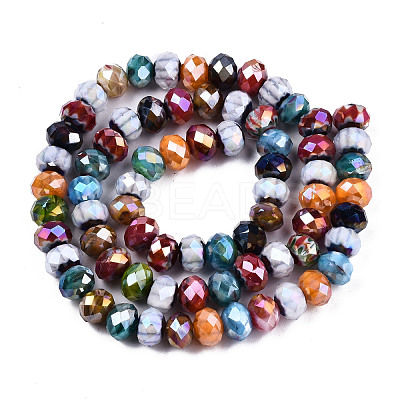 Faceted Handmade Millefiori Glass Beads Strands LK-T001-09-1