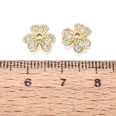 Brass Micro Pave Clear Cubic Zirconia Bead Caps KK-Q071-11G-02-1