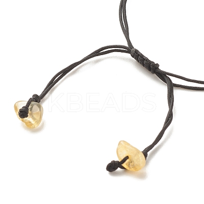 Natural Citrine(Dyed & Heated) Chips Braided Bead Bracelet BJEW-JB08019-11-1