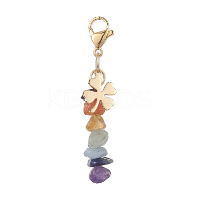 7 Chakra Natural Mixed Gemstone Chip Pendant Decorations HJEW-JM01023-1