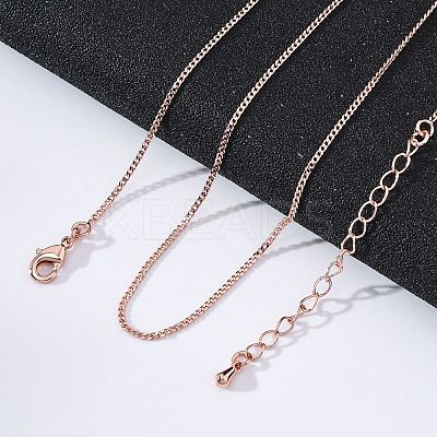 Long-Lasting Plated Brass Curb Chain Necklaces NJEW-K112-07RG-NF-1