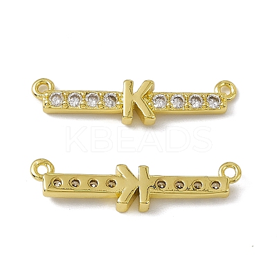 Rack Plating Brass Micro Pave Clear Cubic Zirconia Connector Charms KK-C007-37G-K-1