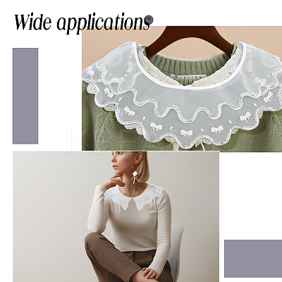 6Pcs 6 Style White Embroidered Organdy Collar AJEW-NB0004-01-1