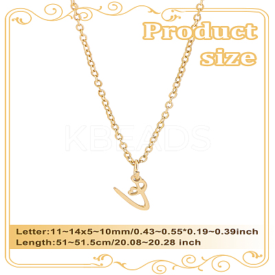 1pc 304 Stainless Steel Letter Pendant Necklaces NJEW-LP0001-39V-G-1
