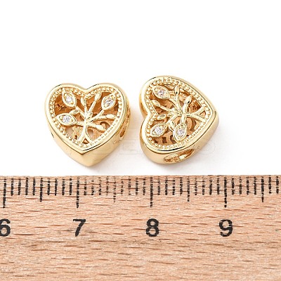 Brass Micro Pave Clear Cubic Zirconia European Beads KK-G551-02G-1