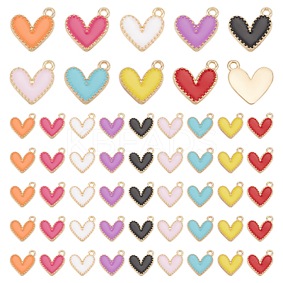 90Pcs 9 Colors Alloy Enamel Charms ENAM-PH0002-80-1