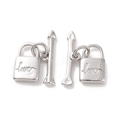 Rack Plating Brass Toggle Clasps ZIRC-C042-12P-1