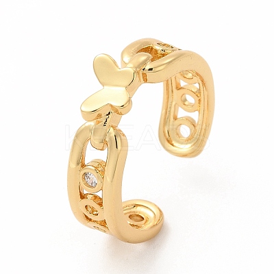 Cubic Zirconia Butterfly Open Cuff Ring KK-A180-32G-1