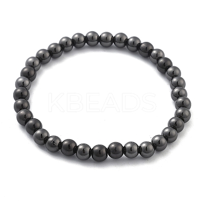 Brass Round Beaded Stretch Bracelets for Men Women BJEW-G736-01-1