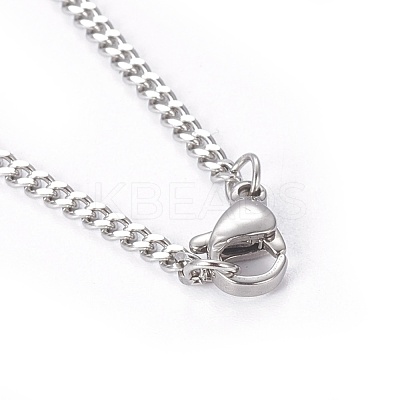 Non-Tarnish 304 Stainless Steel Curb Chain Necklaces MAK-I012-W01-1