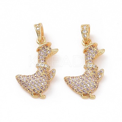 Brass Micro Pave Clear Cubic Zirconia Pendants ZIRC-F135-22G-1