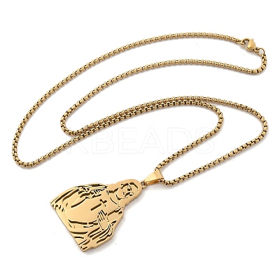 201 Stainless Steel Religion Pendant Necklaces NJEW-Z058-05G-1