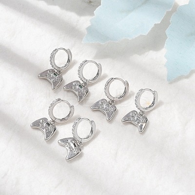 Brass Micro Pave Cubic Zirconia Hoop Earrings EJEW-P322-14P-1
