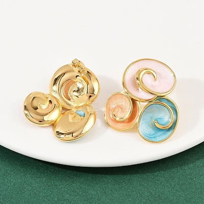 304 Stainless Steel Enamel Spiral Stud Earrings for Women LS-EJEW-A138-03G-1